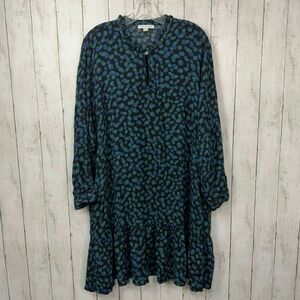 Free Assembly Women's Blue Green Polka Dot Ruffle Hem Shift Dress Size XXL